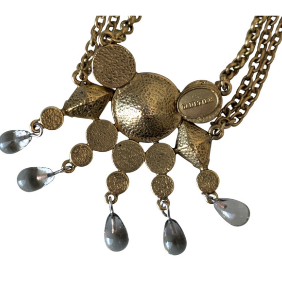 Vintage Jean Paul Gaultier Gold Tone Crystal Triple Strand Necklace 80s 90s Goth - Picture 3 of 12